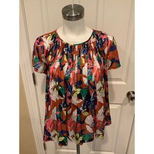 Dolan Left Coast Collection Multicolor Floral Patterned Pleated Shirt, Size S